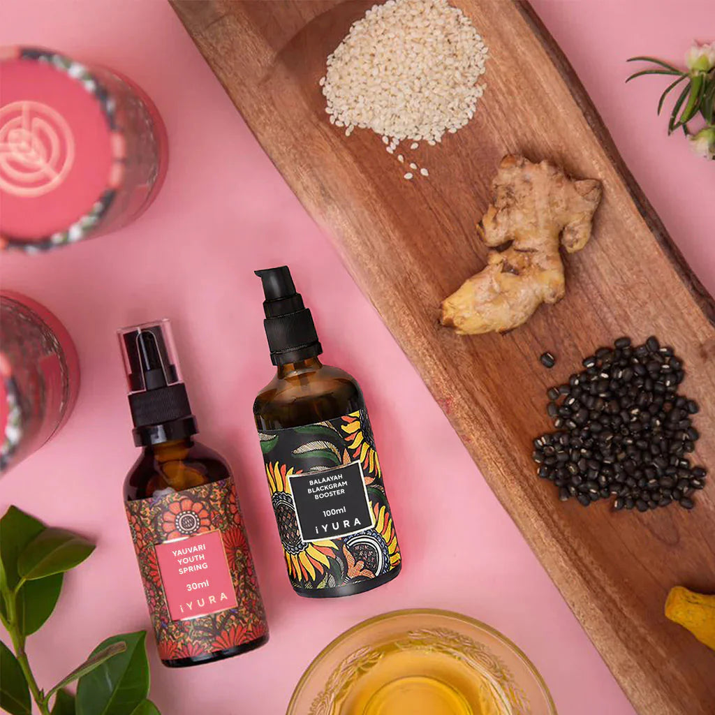 Black Gram Face & Body Duo - Best Moisturizers for Dry Skin, Aging Skin and Mature Skin - Natural Skincare for Glowing Skin Beauty set iYURA