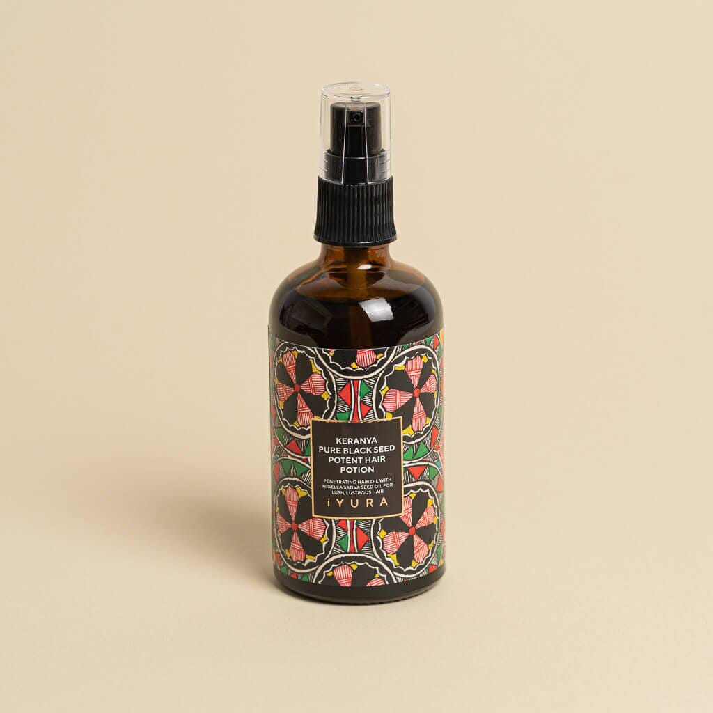 Keranya Pure Black Seed Potent Hair Potion - With FREE Neem Wood Comb Hair Oil iYURA