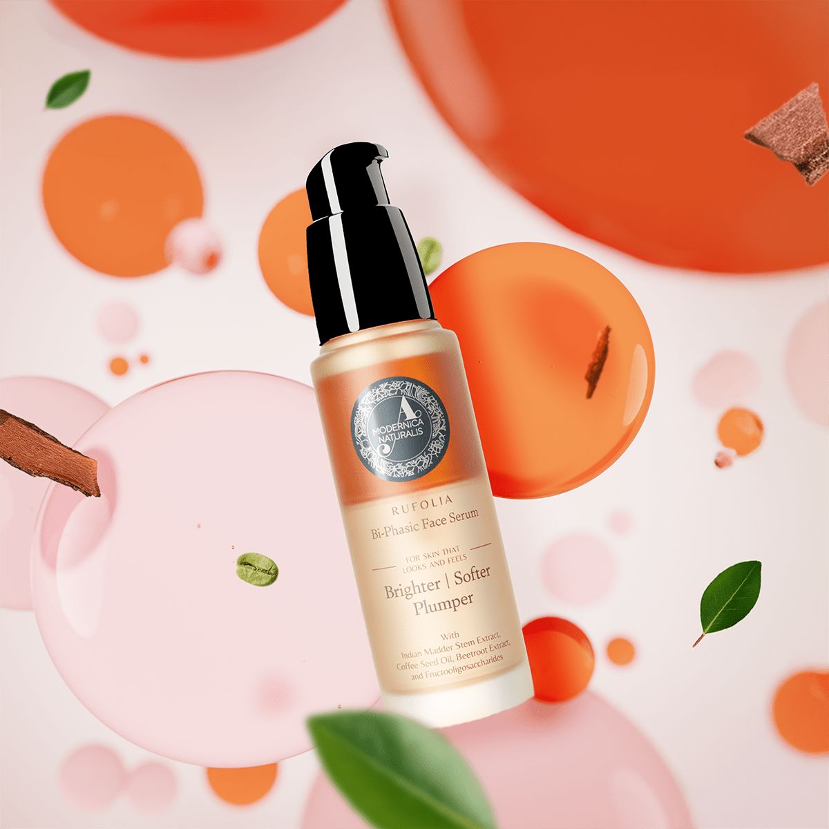 Rufolia Bi-Phasic Face Serum – Brightens, Softens and Plumps Dull, Crepey, Aging Skin – Water-Oil Hybrid Serum with Manjistha, Tomato, Coffee Seed & Plant-based Squalane – Best Bi-Phasic Face Serum For Mature Skin - With Clinically Proven Ingredients Face Serum A. Modernica Naturalis