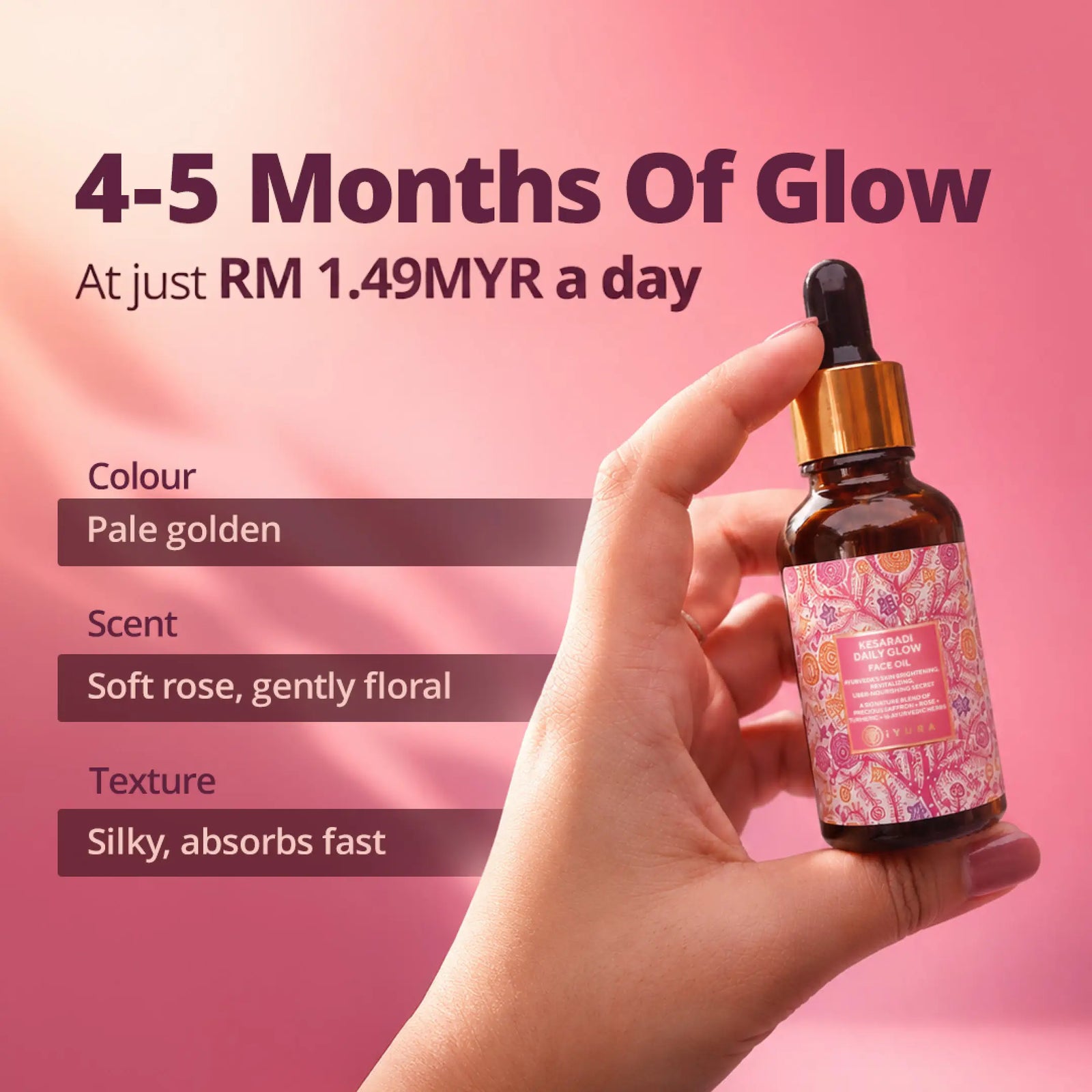 Kesaradi Daily Glow - Face Oil Moisturizer for Dry Skin or Sensitive Skin - Natural Skincare for Glowing Skin