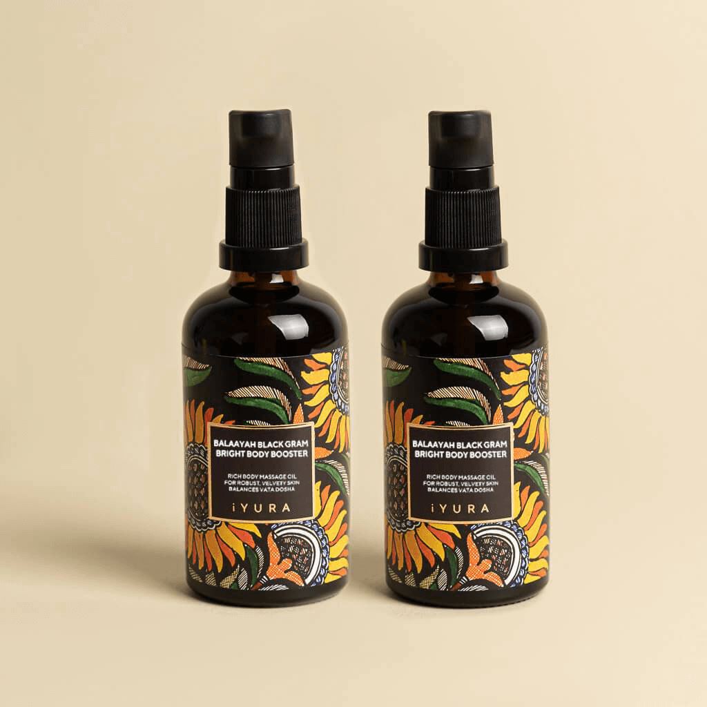 Balaayah Black Gram Bright Body Booster - With Sweet &amp; Citrusy Aroma of Jasmine, Cardamom, Orange and Lemongrass - Pack of 2 Body Oil iYURA 