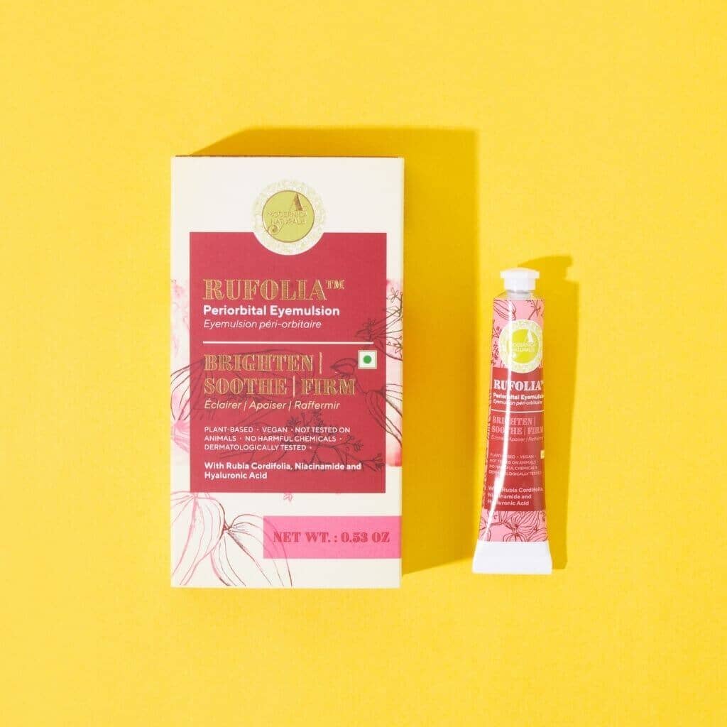 Rufolia Periorbital Eyemulsion - Brighten, Soothe and Firm Under-Eyes with Manjistha, Aloe Vera, Niacinamide and Hyaluronic Acid Eye Cream A Modernica Naturalis 